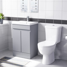 Nes Home Matte Grey 500mm Basin Vanity & Close Coupled Toilet Set