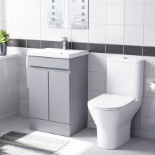 Nes Home Matte Grey 500mm Basin Vanity & Close Coupled Toilet Set