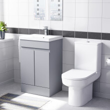 Nes Home Matte Grey 500mm Basin Vanity Unit & Rimless Close Coupled Toilet