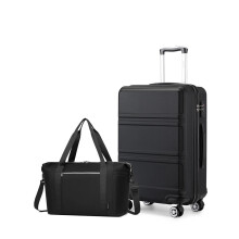 (Black) KONO 20Inch Hard Shell ABS Suitcase Carry On Cabin Hand Luggage With Travel Bag