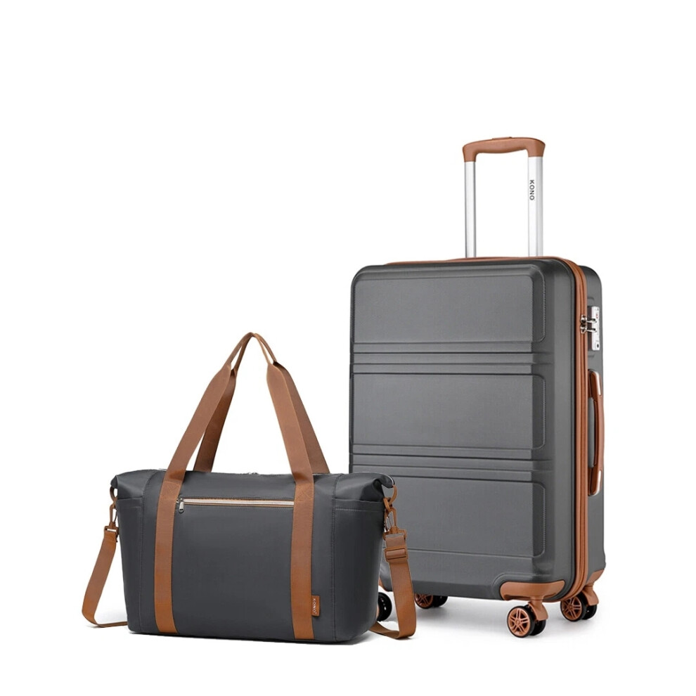 Kono () 20Inch Hard Shell Abs Suitcase Carry On Cabin Hand Luggage With Travel Bag Grey/Brown
