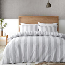 (King, Grey) Catherine Lansfield Cove Stripe Duvet Cover Set Bedding Bed Set Quilt Cover 3 Sizes 4 Colours