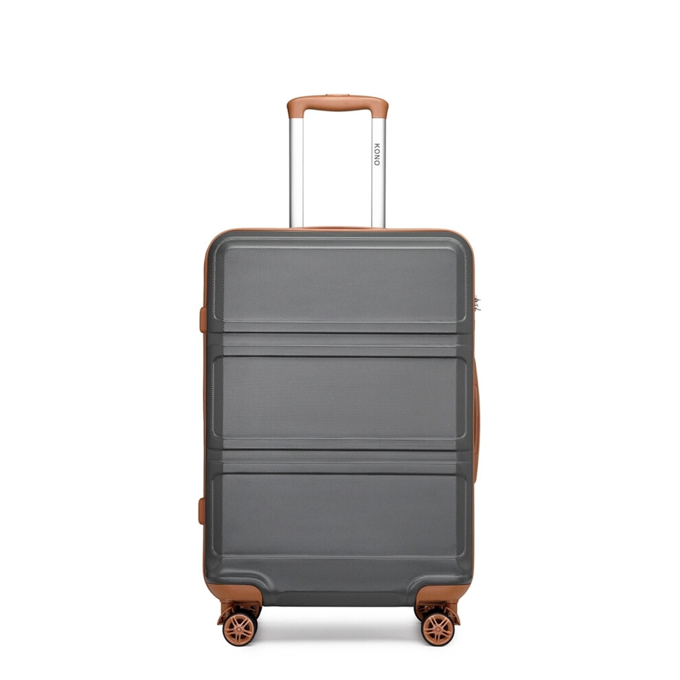 Kono (, 28 Inch) Abs Hard Shell Suitcase Travel 4 Wheels Cabin Hand Luggage Carry-On/Check-In Grey/Brown