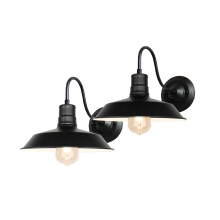 2PCS 26CM Applique Murale Rétro D'Intérieur Lampe Murale Antique Applique Murale en Fer Et Métal, Noir Pour Café Loft Bureau
