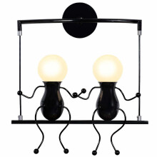 Applique Rétro 2 Lumières Applique Murale D'Intérieur en Métal, Applique Murale Moderne Pour Chambre À Coucher, Bar, Bureau, Noir