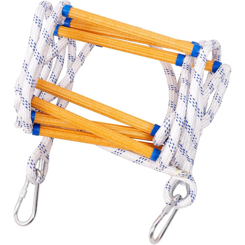 10M Echelle de Cordes, Échelle de Cordes d'évacuation, Échelle de Secours de Sécurité avec 2 Crochets