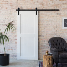 2.3M Rails de Porte Coulissante Quincaillerie de Porte Rail de Poulie en Acier Noir Quincaillerie de Rail de Porte Coulissante (Porte Non Incluse)