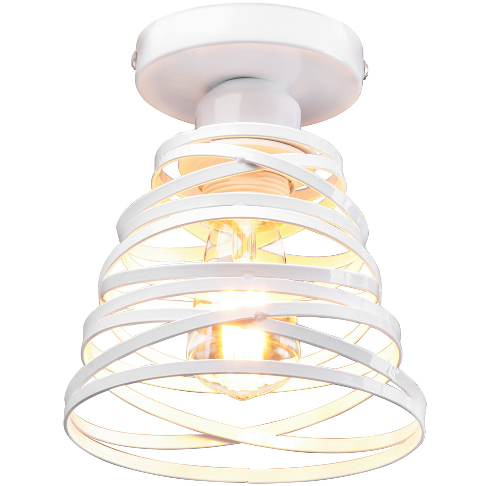 Plafonnier Rétro Moderne Lustre D'Intérieur Lampe de Plafond Vintage Luminaire Plafonnier en Métal Blanc, E27 Pour Chambre À Coucher, Bureau