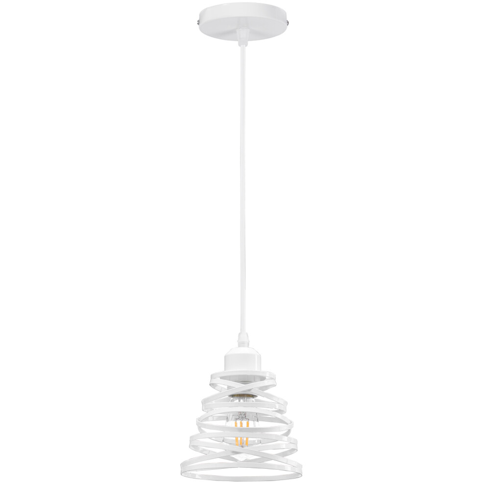 Plafonnier Rétro Moderne Lustre D'Intérieur Suspension Luminaire Vintage Suspension Lustre en Métal Blanc, E27 Pour Chambre À Coucher, Bureau