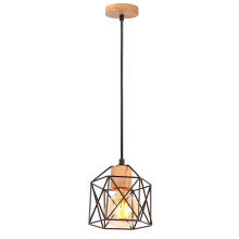 Retro Pendant Light Metal Cage Ceiling Light Modern Indoor Pendant Light for Bedroom Bar Living Room Kitchen, Black, E27