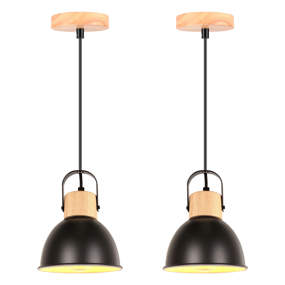 2PCS Suspension Luminaire D'intéRieur RéTro, Lustre Vintage, Suspension Lustre En MéTal, Plafonnier Moderne Noir, E27-image