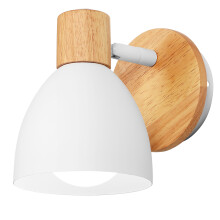 Retro Wall Light Metal and Wood Wall Sconce Modern Indoor Wall Lamp, Adjustable Angle, for Bedroom, Living Room, Hallway, White