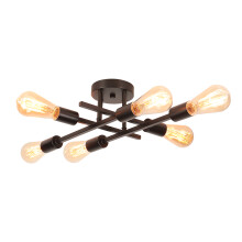 Retro Ceiling Lamp Metal Ceiling Light Vintage Indoor Ceiling Light Modern Ceiling Lamp 6 Lights for Kitchen Living Room Bedroom Black