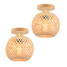 (2PCS) 20CM Bamboo Ceiling Lamp Modern Ceiling Light Retro Simple Ceiling Light Indoor Ceiling Lamp for Kitchen Hallway Living Room Bedroom
