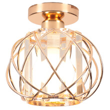 Modern Ceiling Light Creative Ceiling Lamp Metal Crystal Lampshade E27 Indoor Retro Ceiling Light (Gold)