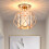 Modern Ceiling Light Creative Ceiling Lamp Metal Crystal Lampshade E27 Indoor Retro Ceiling Light (Gold) 2