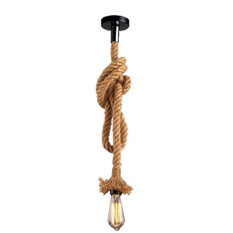 Suspension en Corde de Chanvre Lampe À Suspension Rétro Vintage E27 Lustre Antique Pour Salle À Manger, Bar, Restaurant, Café (3M)