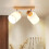 Modern Ceiling Lamp 2 Adjustable Spotlights, Wooden Ceiling Light Retro Ceiling Lamp Indoor Wall Light 1
