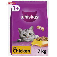 7kg Whiskas 1+ Adult Complete Dry Cat Food Chicken Bulk Pack Cat Biscuits