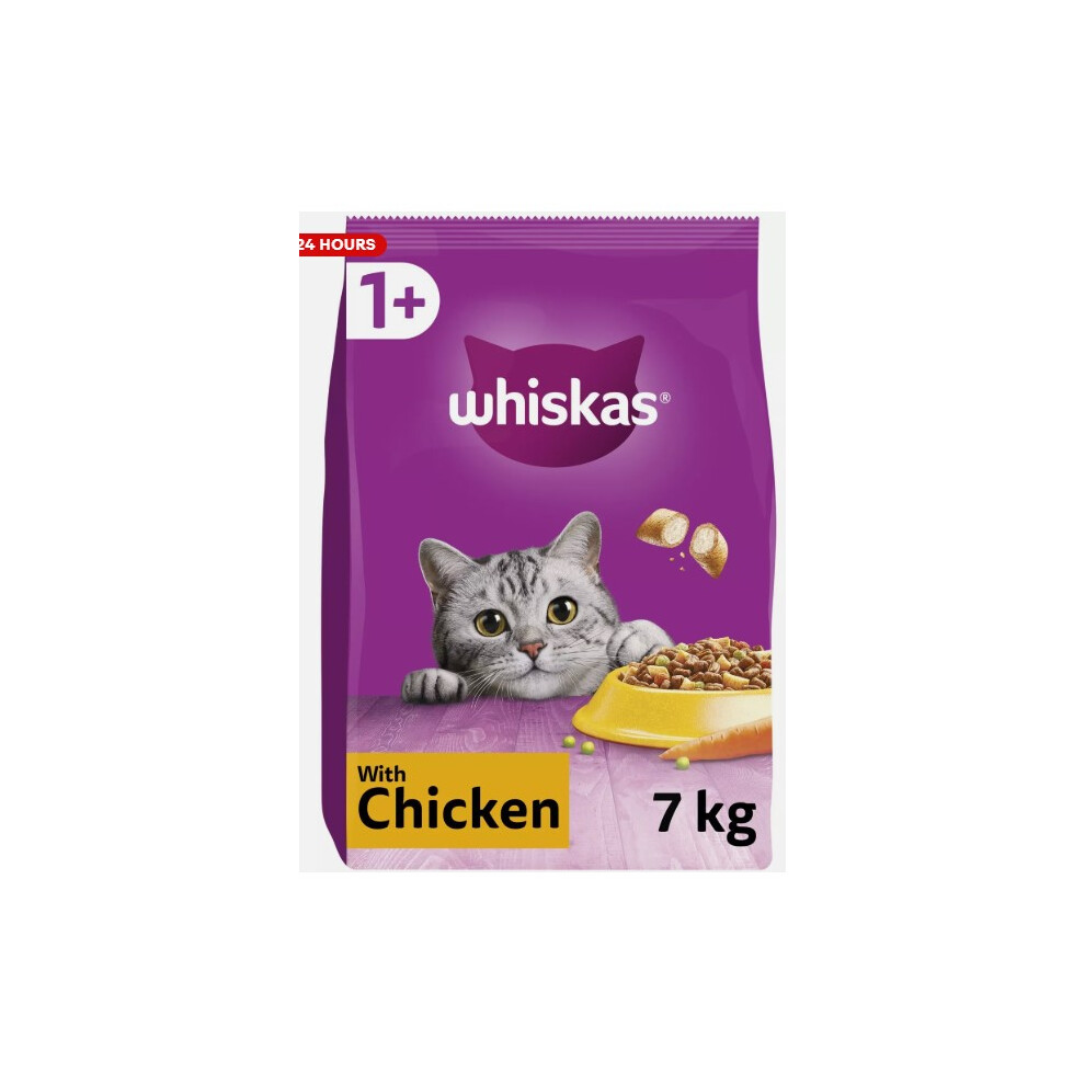 7kg Whiskas 1+ Adult Complete Dry Cat Food Chicken Bulk Pack Cat Biscuits