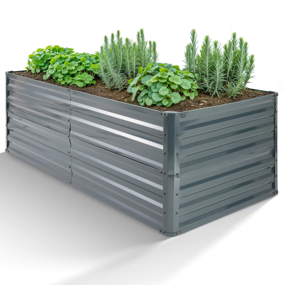 AREBOS metal raised bed 180x90x45 cm | galvanised steel | weatherproof & rustproof planting bed | rectangular vegetable bed for garden & patio