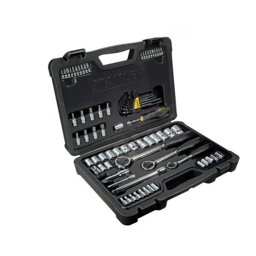 STANLEY Set di bussole - STANLEY - 80 pezzi - 1/4, 3/8, 1/2 - Cricchetti 43 denti - Valigetta robusta