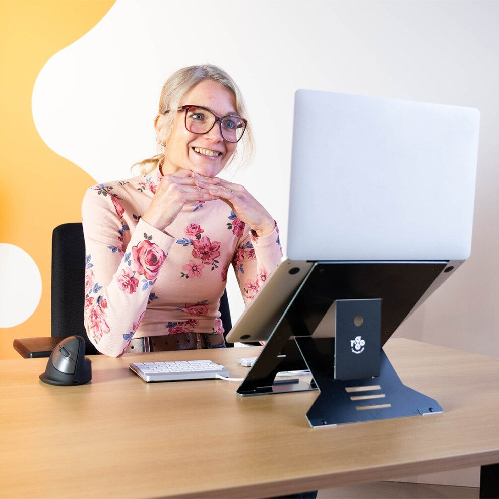 R-Go Tools Laptop Stand R-Go Riser Document, Ergonomic, Foldable And Adjustable Stand With Document Holder, Black 8719274491712
