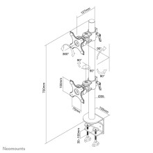 Tafelkast voor 2 LCD/Plasma-schermen - NEWSTAR - FPMA-D700DV - Zwart - Schermgrootte: 10"-27"
