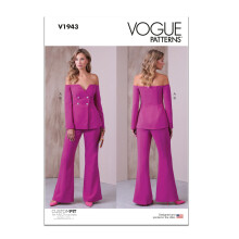 Vogue Misses' Off-The-Shoulder Jacket and Semi-Fitted Highrise Pants Sewing Pattern Packet  Design Code V1943  Sizes 8-10-12-14-16