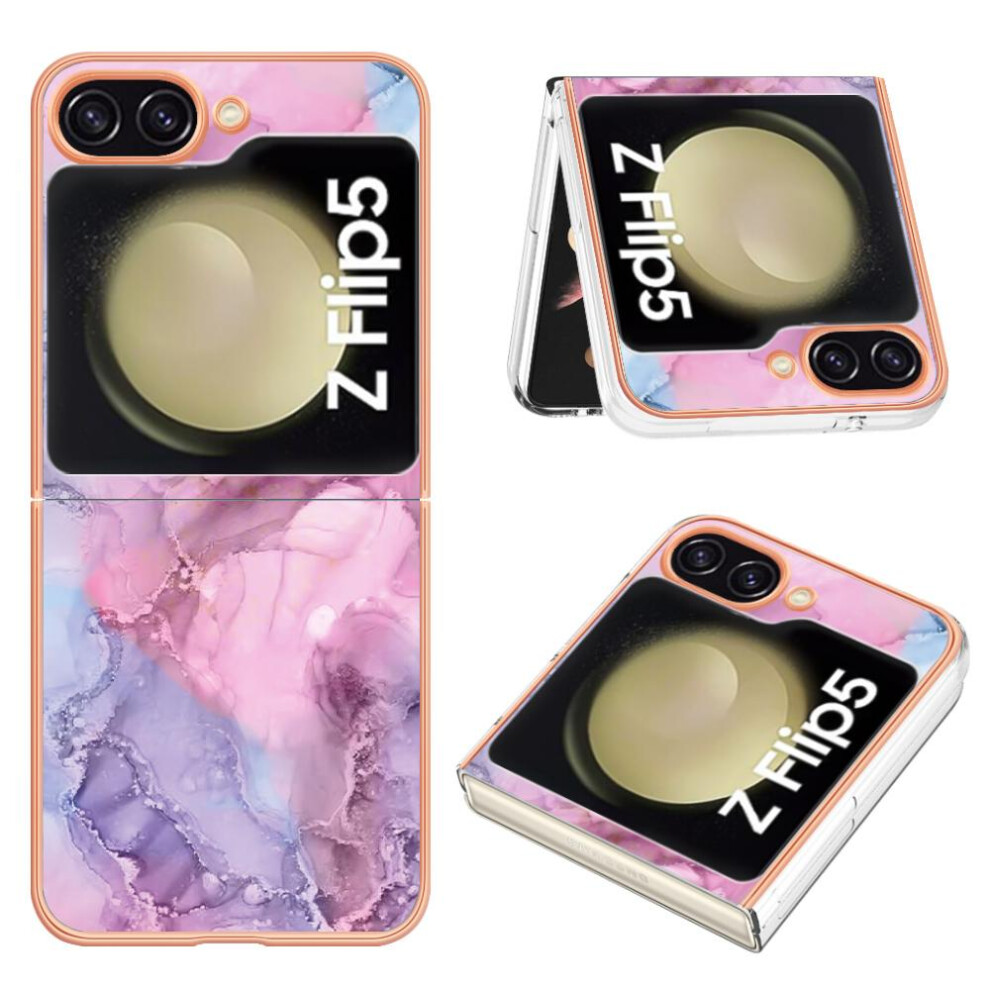 (Pink) Compatible With Samsung Galaxy Z Flip 5 5G Case Tpu Bumper Shockproof Marble Silicone Pink 764949653429