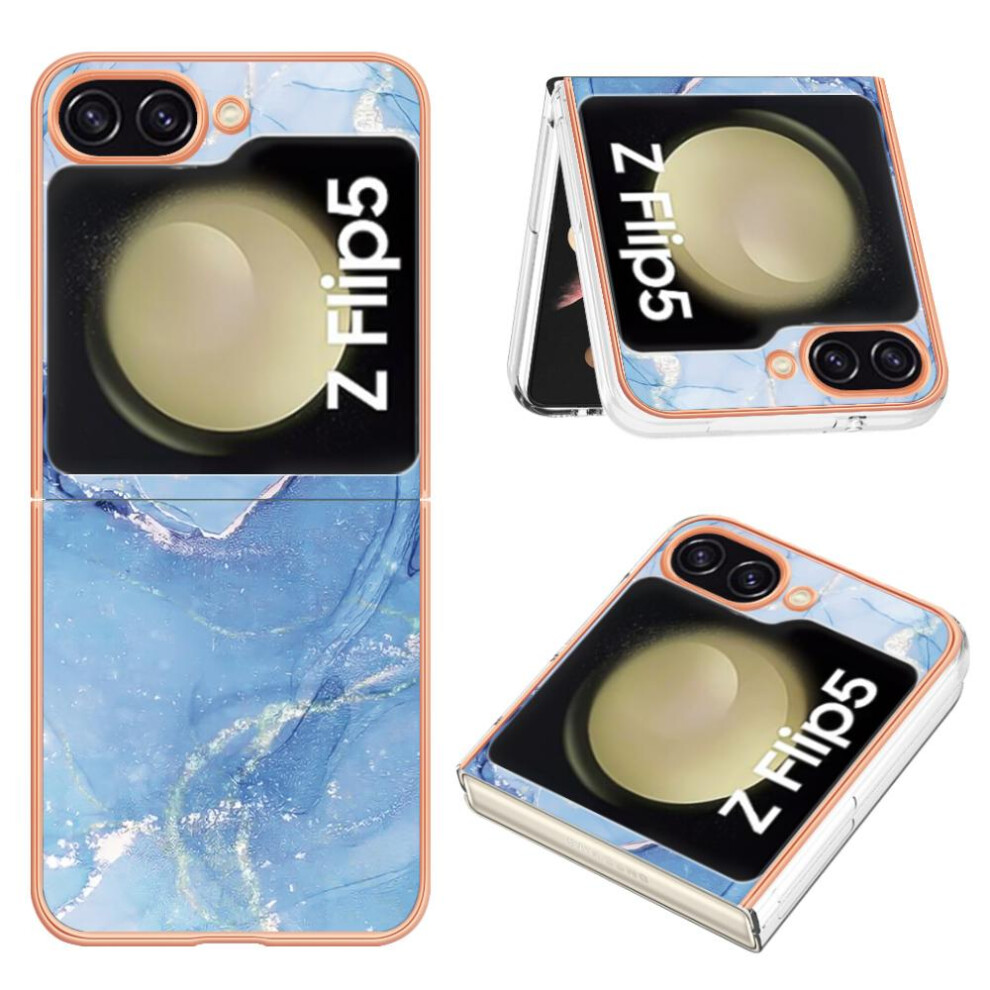 (Blue) Compatible With Samsung Galaxy Z Flip 5 5G Case Tpu Bumper Shockproof Marble Silicone Blue 764949653436