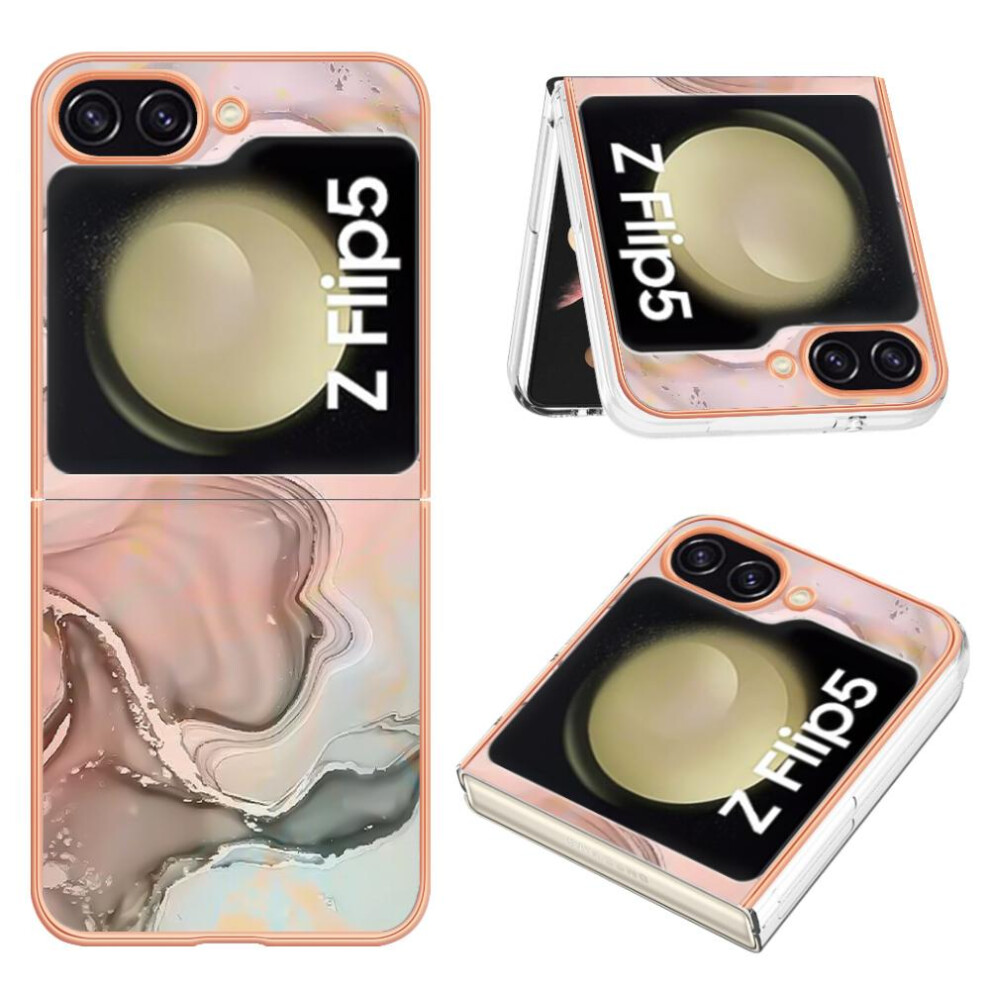(Gold) Compatible With Samsung Galaxy Z Flip 5 5G Case Tpu Bumper Shockproof Marble Silicone Gold 764949653412