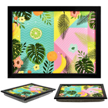 (Tropical Fruit) GEEZY Large Wooden Bean Bag Cushioned Lap Tray - 44 x 34cm