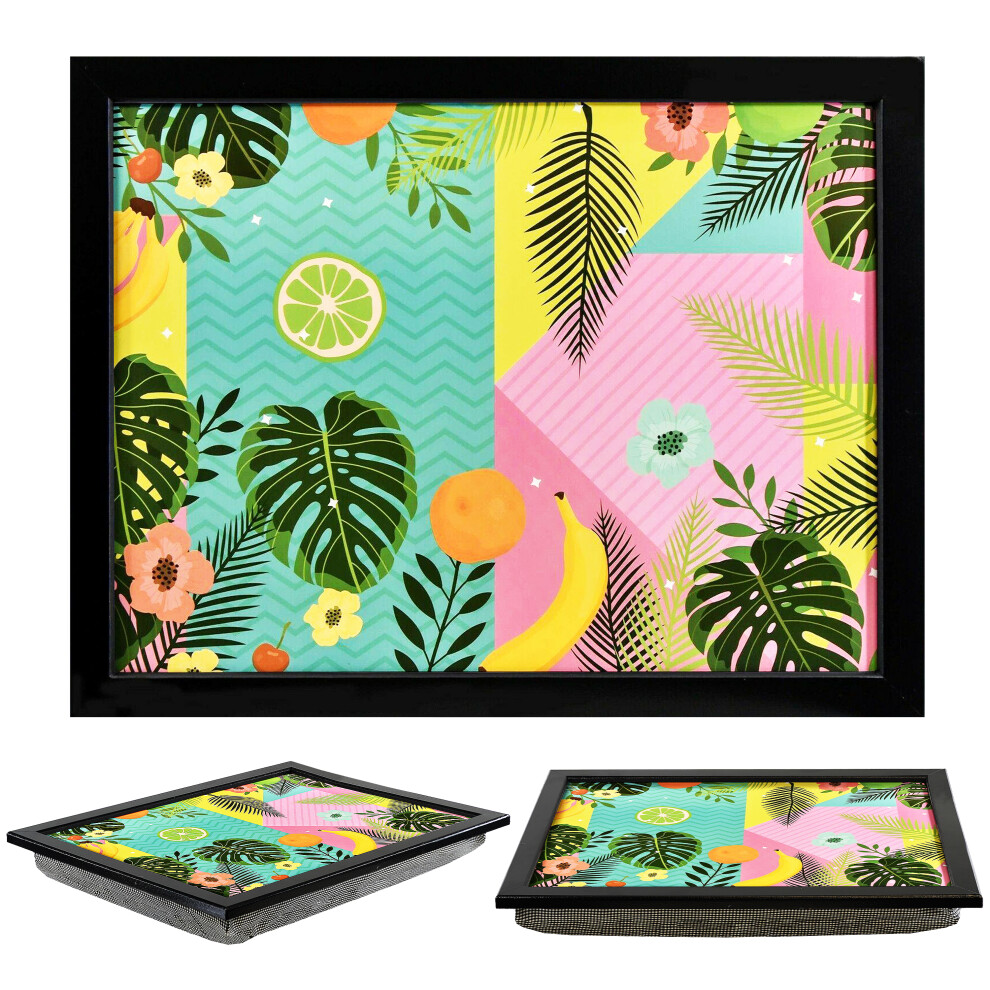 Geezy (Tropical Fruit) Large Wooden Bean Bag Cushioned Lap Tray - 44 X 34Cm