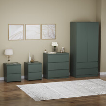 (Jasper Green) Denver 4 Piece Bedroom Set Bedsides Chest Wardrobe