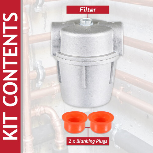 SPARES2GO Boiler Filter 3/8" Aluminium Inline Central Heating Oil Fired Fuel Strainer Bowl 1
