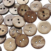 Chenkou Craft 100 stk. 5/8""""(15mm) Brun naturlig kokosn?ddeskal Coco-knap 2 huller H?ndv?rkst?jssyning (5/8""""(15mm))