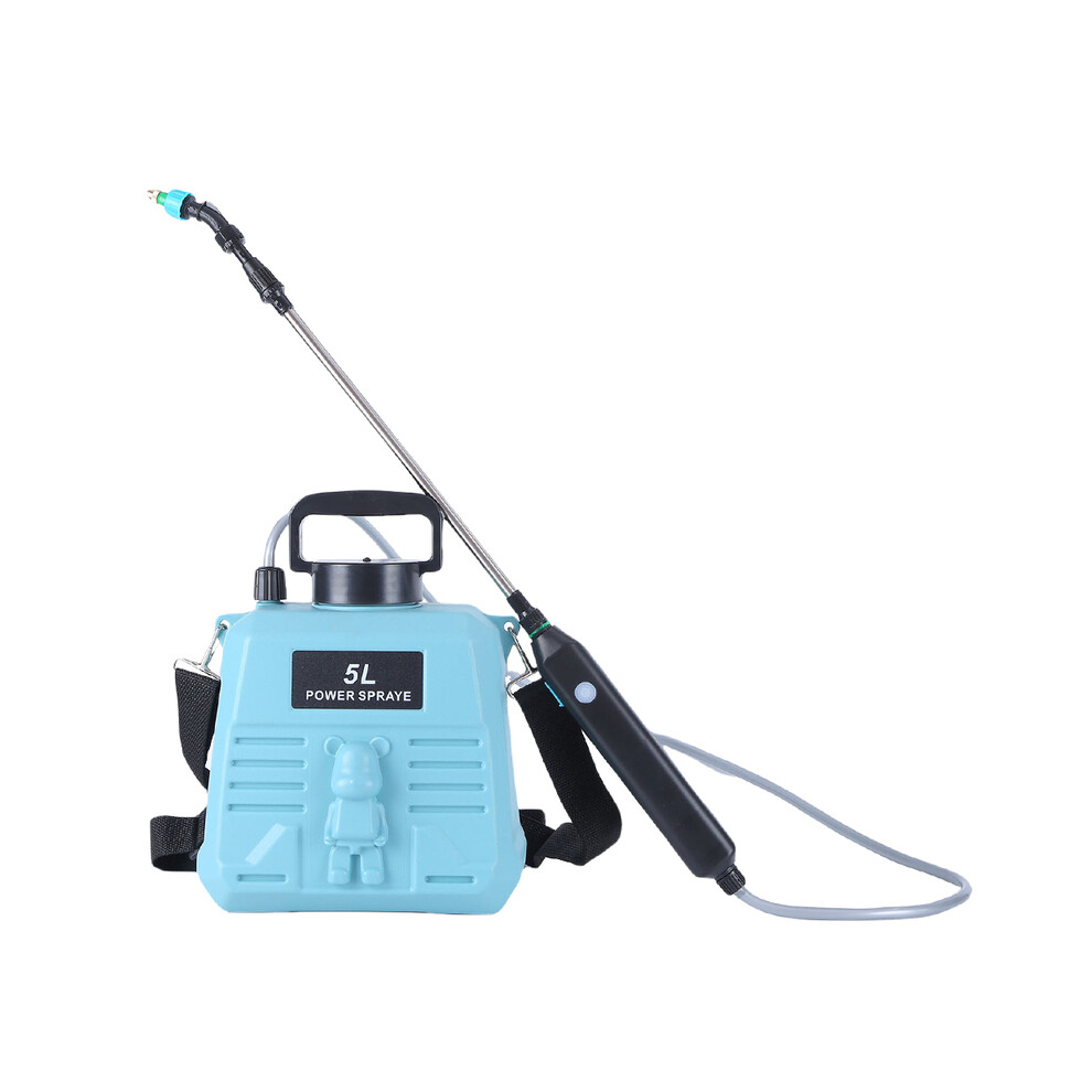 (Bleu) Pulvérisateur de jardin électrique 5 L à piles, désherbant électrique rechargeable, irrigation