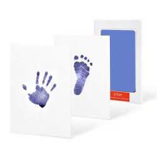 (HK-blu)Kit per impronte di mani e impronte fai da te per neonato Tamponi di inchiostro Cornice per