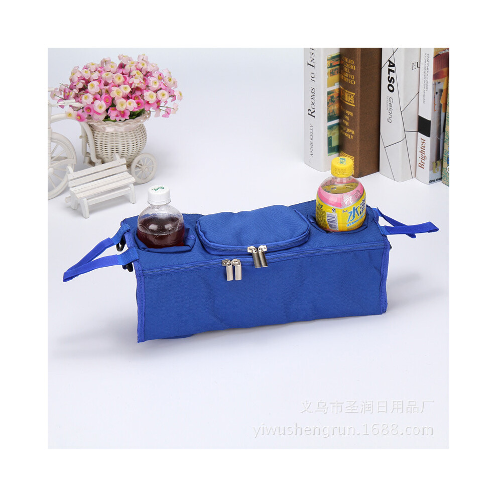 (bleu foncé) Organisateur d'accessoires de poussette pour bébé Landau pour bébé Porte-bouteille et gobelet