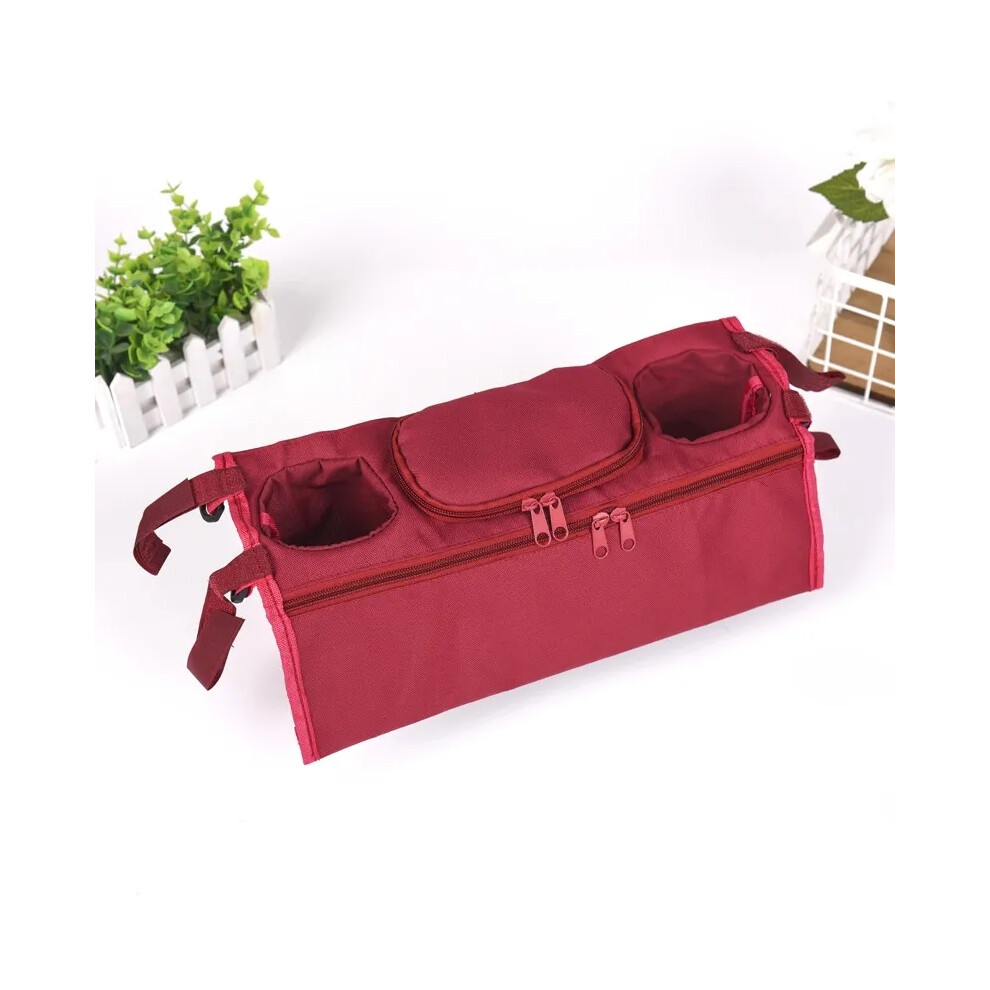 (rouge) Organisateur d'accessoires de poussette pour bébé, porte-biberon, porte-gobelet, sac suspendu