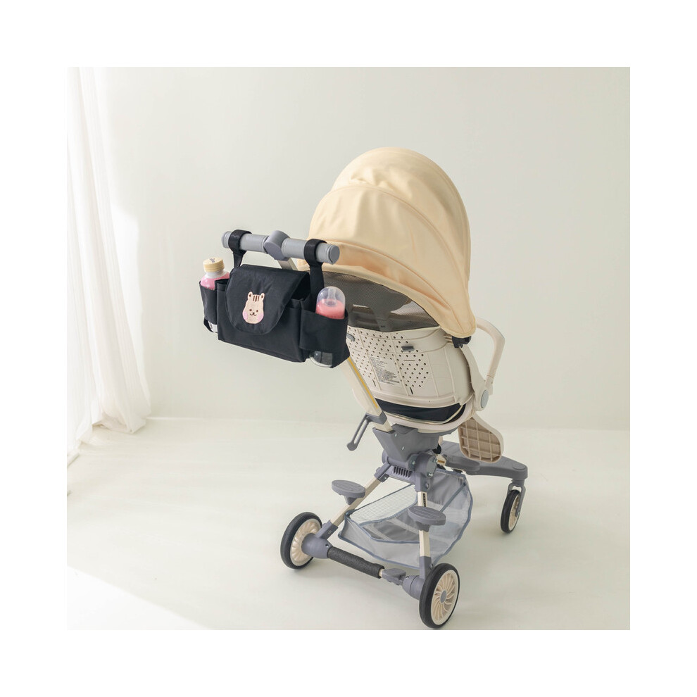 (Écureuil noir) Sac de poussette pour bébé Organisateur de landau Accessoires pour bébé Porte-gobelet