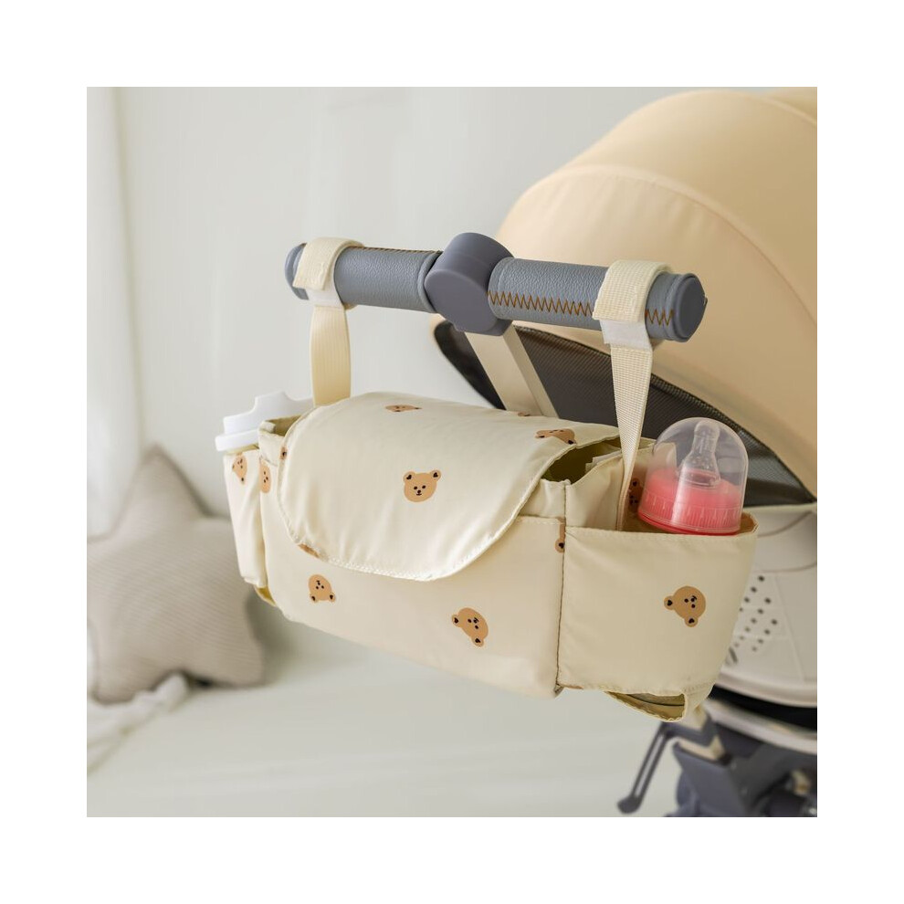 (Ours beige) Sac de poussette pour bébé Organisateur de landau Accessoires pour bébé Porte-gobelet Chariot