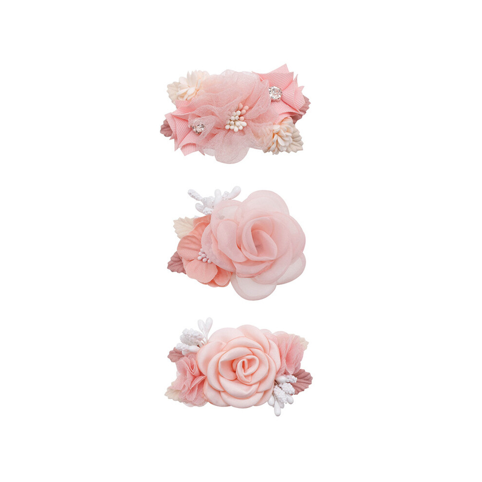 (004-3 pcs set) Accessoires pour bébé Épingles à cheveux princesse fleur pour bébé et petite fille Coiffe