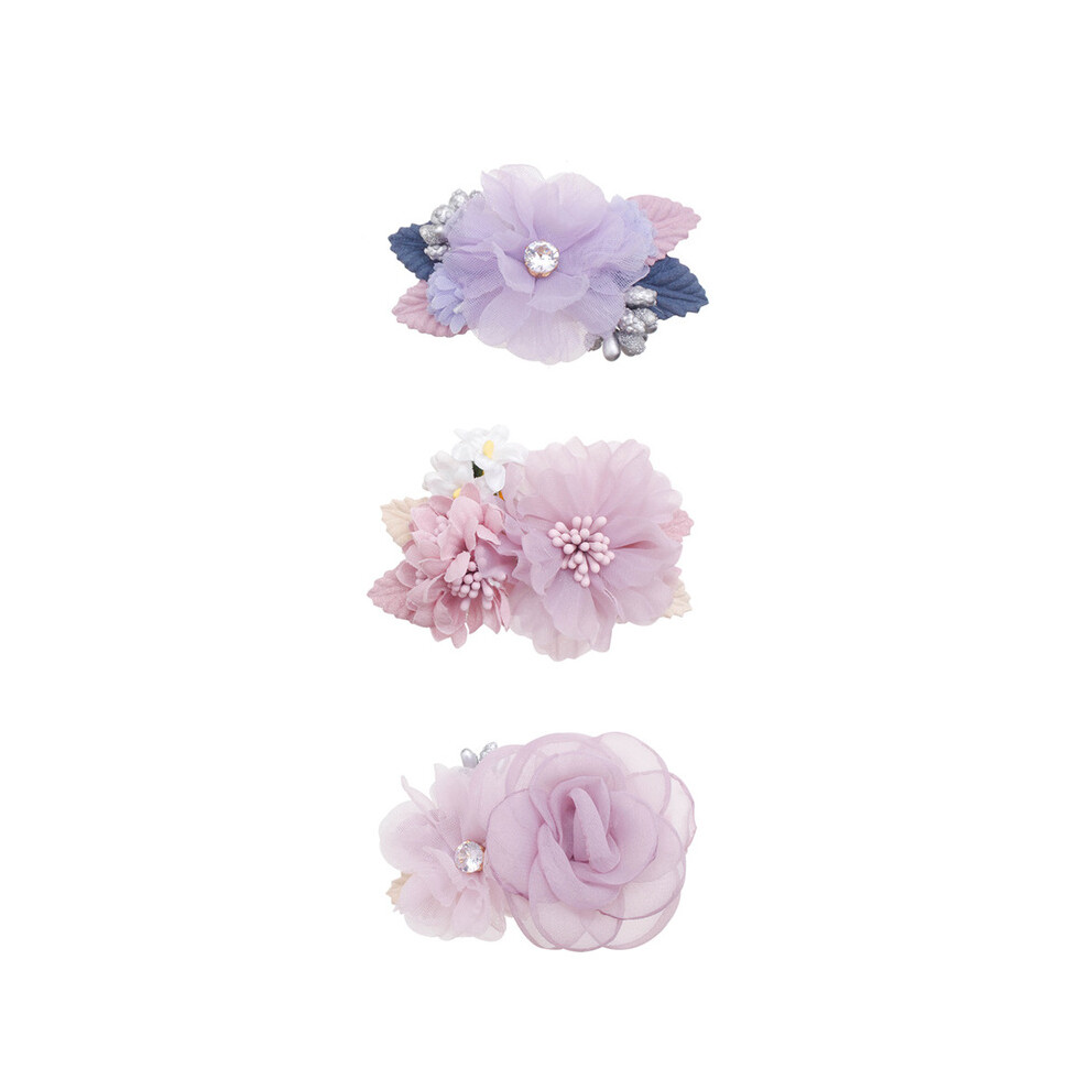 (005-3 pcs set) Accessoires pour bébé Épingles à cheveux princesse fleur pour bébé et petite fille Coiffe