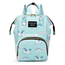 (Unicorno verde) Borsa per appendere il passeggino dei cartoni animati Borsa per riporre i pannolini