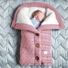 (Rosa) Sacchi a pelo caldi invernali per neonati Coperta fasciatoio per neonato Coperta per passeggino