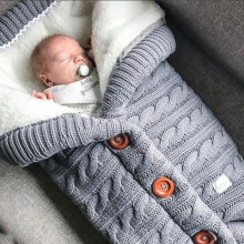 (Grigio) Sacchi a pelo caldi invernali per neonati Coperta fasciatoio per neonato Coperta per passeggino