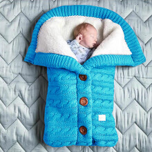 (Blu) Sacchi a pelo caldi invernali per neonati Coperta fasciatoio per neonato Coperta per passeggino