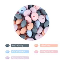(D) 50 pezzi perline in silicone per bambini 12mm perline di lenticchie per uso alimentare collana con